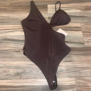 Brown polka dotted one piece (In the sun one piece swimsuit)
